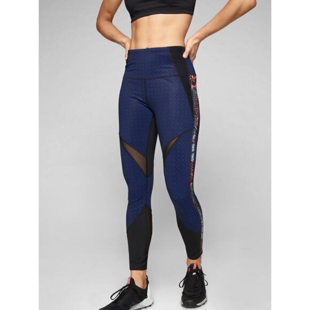 Athleta Lotus Precision 7/8 Tight style 869016 blue & black high rise size XS